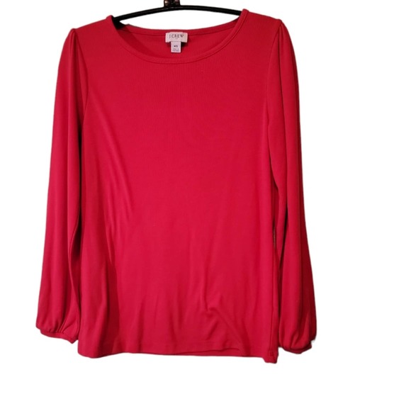 J Crew Red Boho Pullover Crew Neck Long Sleeve Comfy Top Sz XS 4th of July - Picture 1 of 6